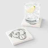 Pitbull Drawing Sing Dog Lovers Black White Steinuntersetzer (Seitenansicht)