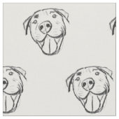 Pitbull Drawing Sing Dog Lovers Black White Stoff (Nahaufnahme)