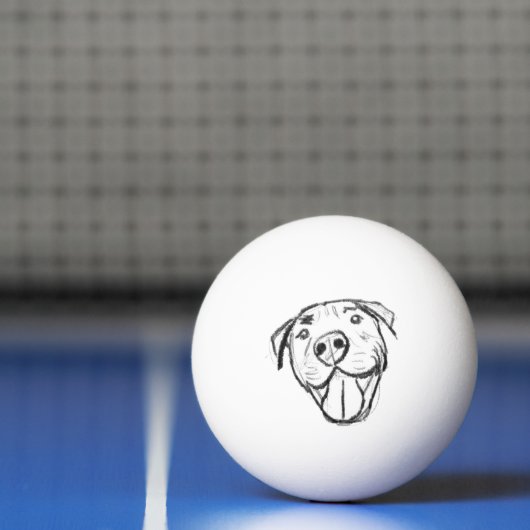 Pitbull Drawing Sing Dog Lovers Black White Tischtennisball (Netto)