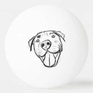 Pitbull Drawing Sing Dog Lovers Black White Tischtennisball