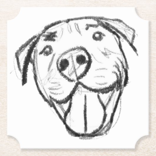 Pitbull Drawing Sing Dog Lovers Black White Untersetzer (Vorderseite)
