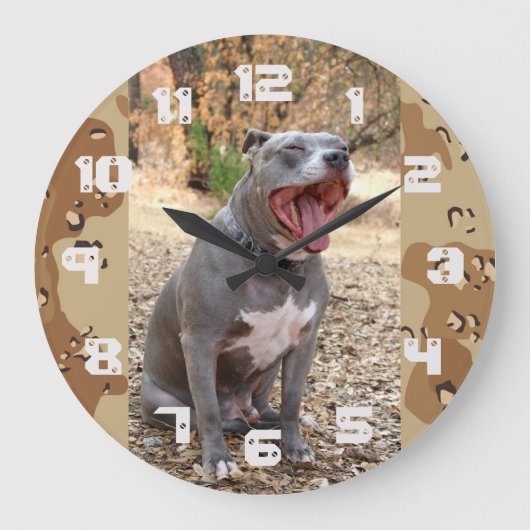 Pitbull Drill Sergeant Wall Clock Große Wanduhr (Vorderseite)