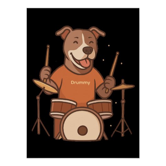 Pitbull Drummer Personalisiert Rock Drum Kit Gesch Poster (Vorderseite)