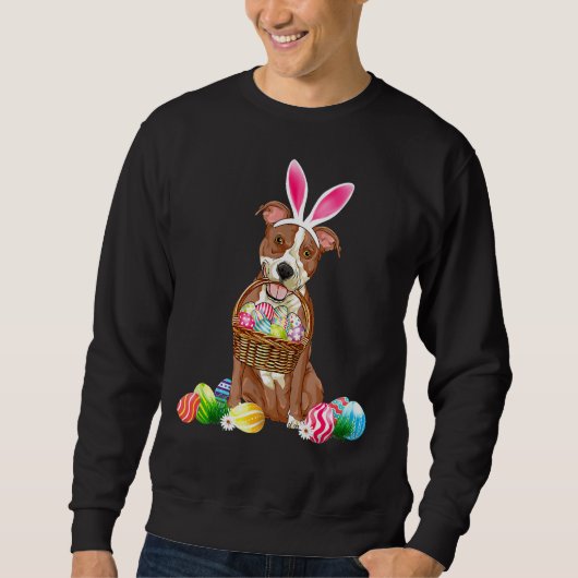 Pitbull Easter Day Eggs Basket Boys Girls Kid Bunn Sweatshirt (Vorderseite)