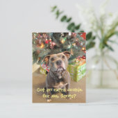 Pitbull Extraplätzchen-Weihnachtspostkarte Feiertagspostkarte (Stehend Vorderseite)