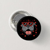 Pitbull Face Heart Glasses Valentinstag Haustier H Button (Vorne & Hinten)