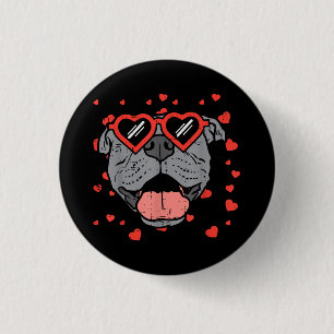 Pitbull Face Heart Glasses Valentinstag Haustier H Button