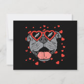 Pitbull Face Heart Glasses Valentinstag Haustier H Dankeskarte (Rückseite)