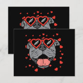 Pitbull Face Heart Glasses Valentinstag Haustier H Dankeskarte (Vorne/Hinten)