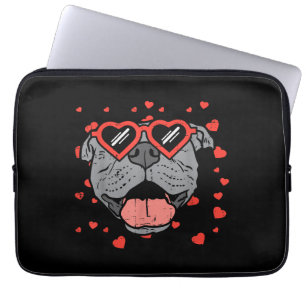 Pitbull Face Heart Glasses Valentinstag Haustier H Laptopschutzhülle