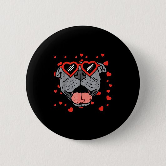 Pitbull Face Heart Gles Valentines Day Pet Dog Lov Button (Vorderseite)