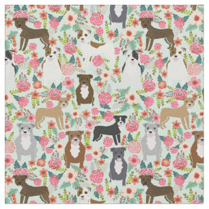 Pitbull Floral Dog Fabric - Pillbull, Hund Stoff