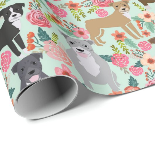 Pitbull Floral Geschenkpackung - Pillenpackung, Geschenkpapier (Rolleneckpunkt)