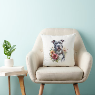 Pitbull Floral Kissen