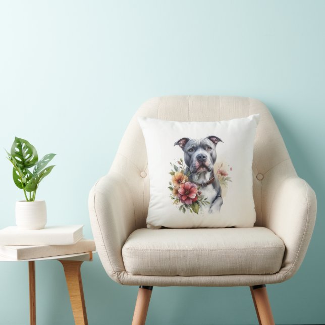 Pitbull Floral Kissen (Stuhl )