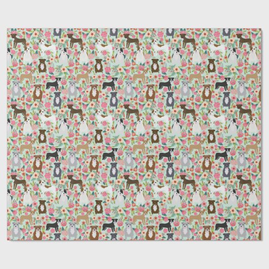 Pitbull Florals Gift Wrap Geschenkpapier (Flach)