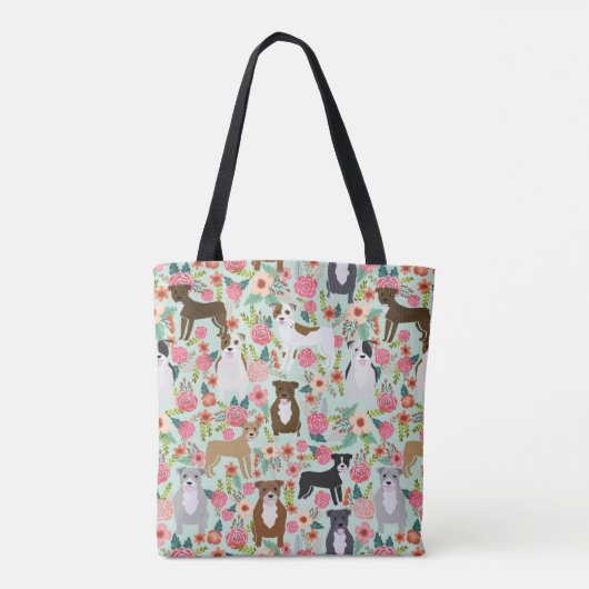 Pitbull Florals Tote Tasche (Rückseite)