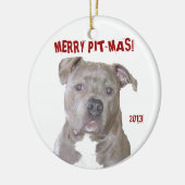 PITBULL FRÖHLICHES PIT-MAS KERAMIKORNAMENT (Links)