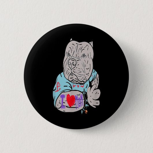 Pitbull Funny Hund I Liebe Mama Tattoo Geschenk Button (Vorderseite)