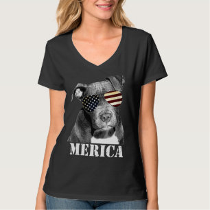 Pitbull Funny Patriotic Dog Usa Sun Brille T-Shirt
