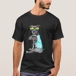 Pitbull Gay LGBT Prix I Liebe Vater Tattoo Hund T-Shirt