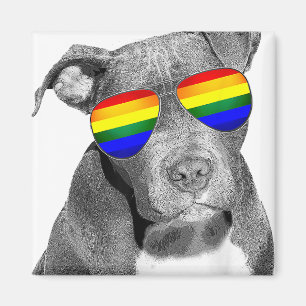 Pitbull Gay Pride Dog Clothing LGBT Funny Gift Rai Magnet