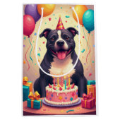Pitbull-Geburtstagsfeier Mittlere Geschenktüte (Vorderseite)