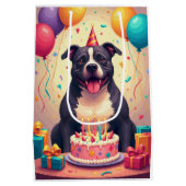 Pitbull-Geburtstagsfeier Mittlere Geschenktüte (Rückseite)