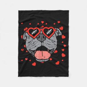 Pitbull-Gesicht Herz Gles Valentinstag Haustier Hu Fleecedecke