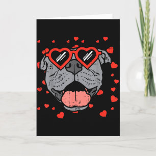 Pitbull-Gesicht Herz Gles Valentinstag Haustier Hu Karte