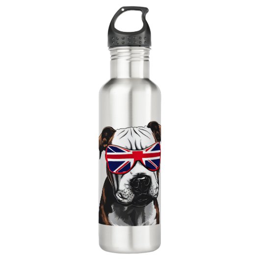 Pitbull Großbritannien Edelstahlflasche (Vorderseite)