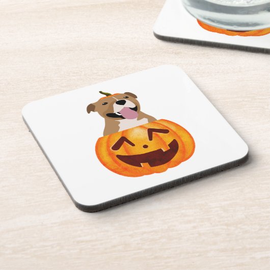 Pitbull Halloween Getränkeuntersetzer (Linke Seite)