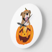 Pitbull Halloween Große Wanduhr (Winkel)