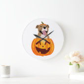 Pitbull Halloween Große Wanduhr (Zuhause)
