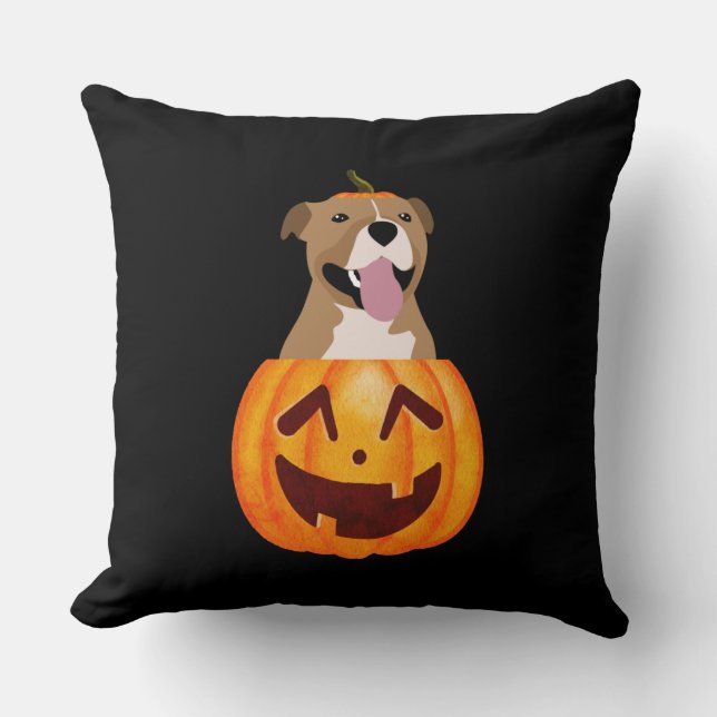 Pitbull Halloween Kissen (Vorderseite)