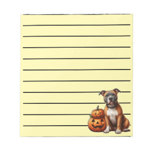 Pitbull Halloween-Kürbis Gruseliger Hund Kunst Notizblock