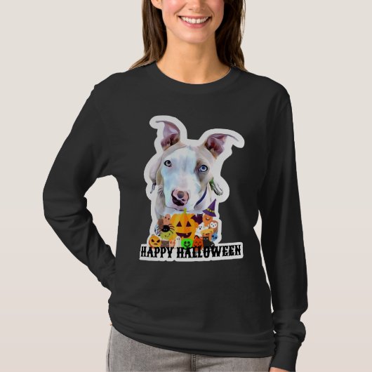 Pitbull Halloween Pumpkin T-Shirt (Vorderseite)