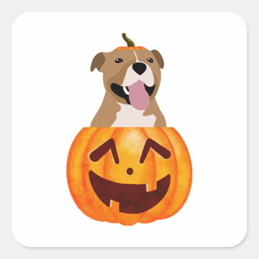 Pitbull Halloween Quadratischer Aufkleber (Vorderseite)