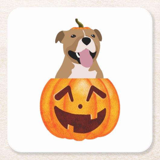 Pitbull Halloween Rechteckiger Pappuntersetzer (Vorderseite)