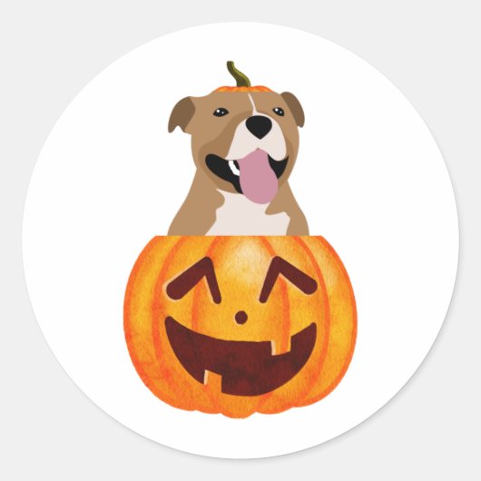 Pitbull Halloween Runder Aufkleber (Vorderseite)