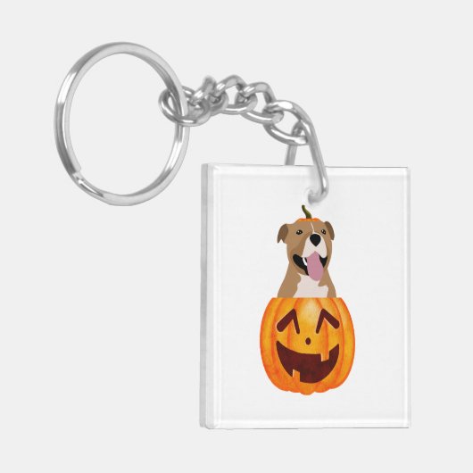 Pitbull Halloween Schlüsselanhänger (Vorderseite links)