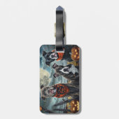 Pitbull Halloween Spooky Gepäckanhänger (Rückseite vertikal)