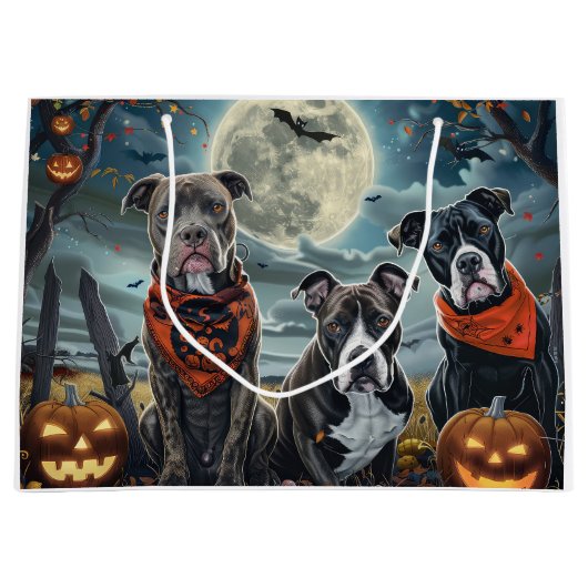 Pitbull Halloween Spooky Große Geschenktüte (Vorderseite)