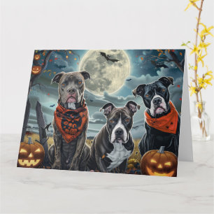 Pitbull Halloween Spooky Karte