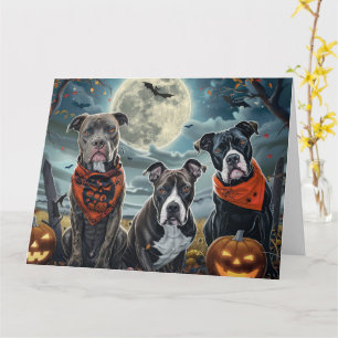 Pitbull Halloween Spooky Karte