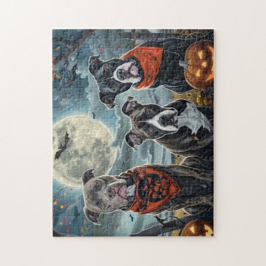 Pitbull Halloween Spooky Puzzle (Vertikal)