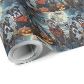 Pitbull Halloween Spooky Wrapping Paper Geschenkpapier (Rolleneckpunkt)
