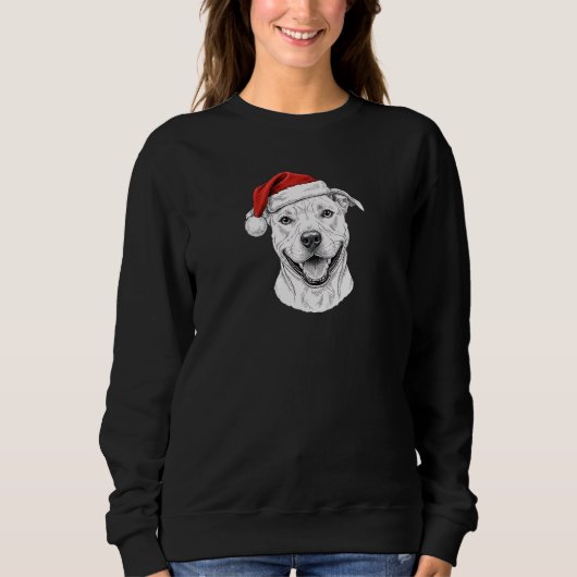 Pitbull Hand-Drawn Christmas–Custom Name Dog Gift Sweatshirt (Vorderseite)