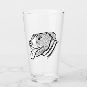 Pitbull handgezeichnetes Foto Hund Tierliebhaber Glas