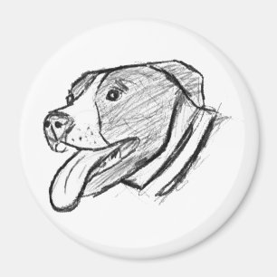 Pitbull handgezeichnetes Foto Hund Tierliebhaber Magnet